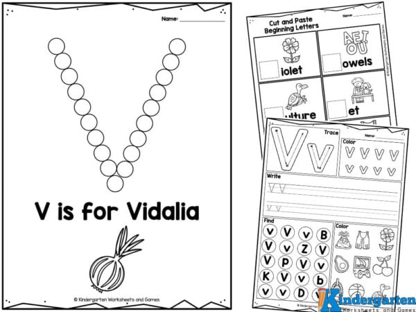 Free printable letter v worksheets for kindergarten