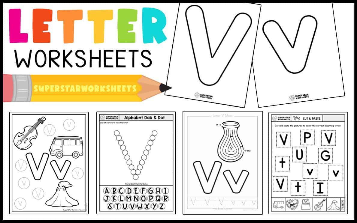 Letter v worksheets