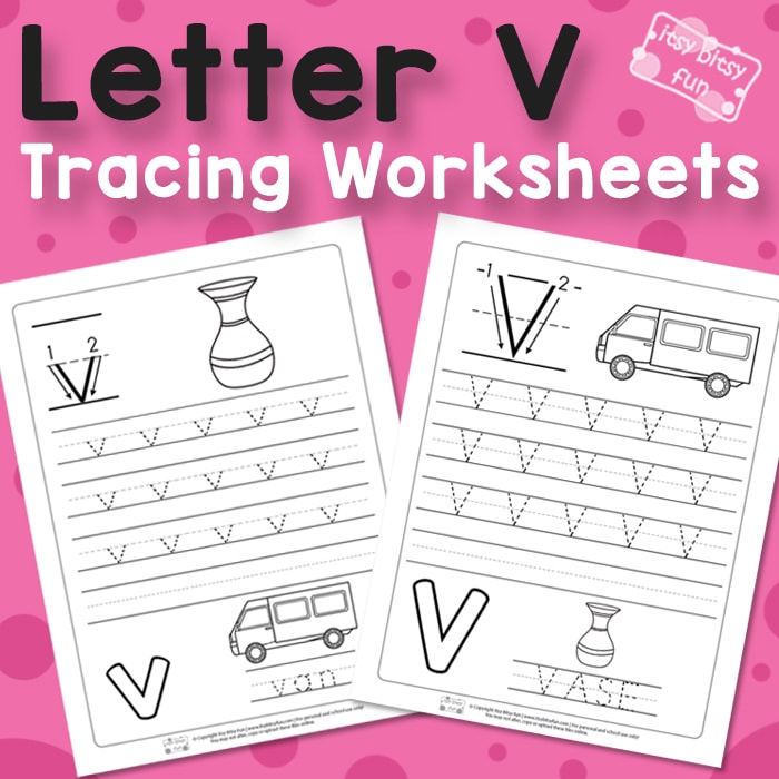 Letter v tracing worksheets