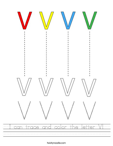 I can trace and color the letter v worksheet