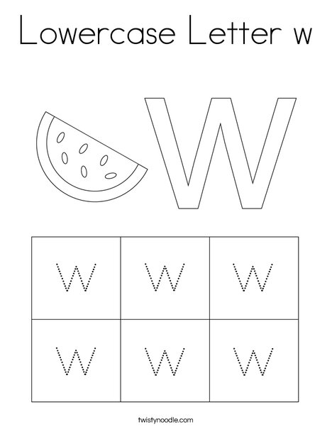 Lowercase letter w coloring page