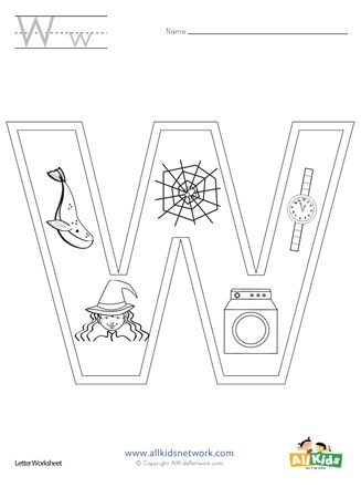 Letter w coloring page all kids network