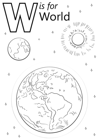 Letter w is for world coloring page free printable coloring pages