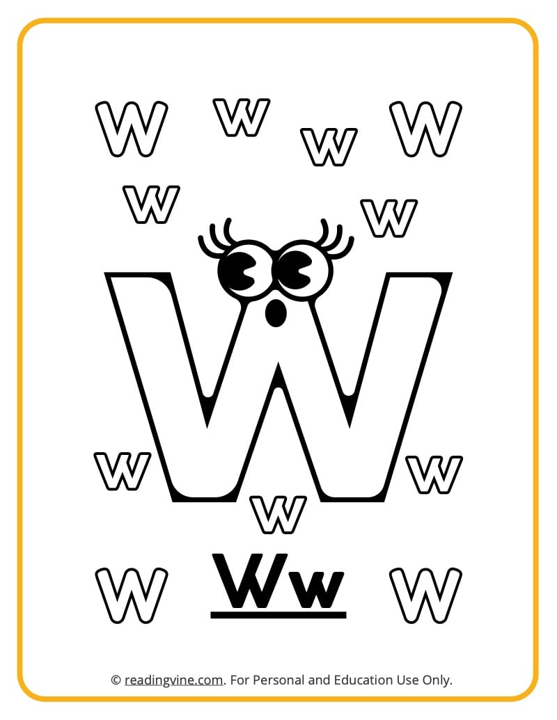 Letter w coloring pages