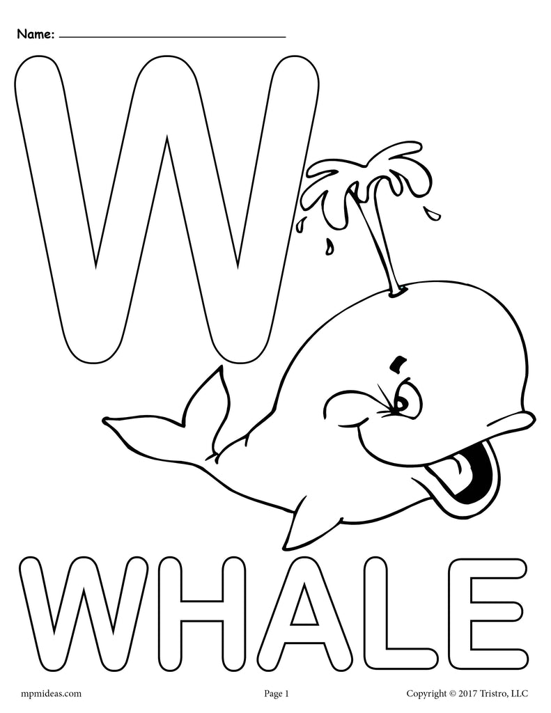 Letter w alphabet coloring pages