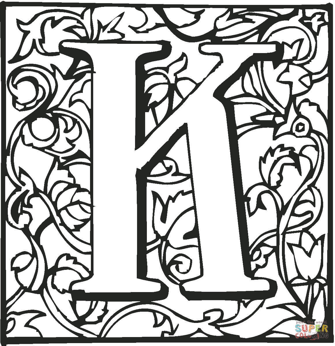 Letter k with ornament coloring page free printable coloring pages