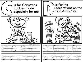 Abc christmas coloring pages poem with alphabet letter tracing and rhyming