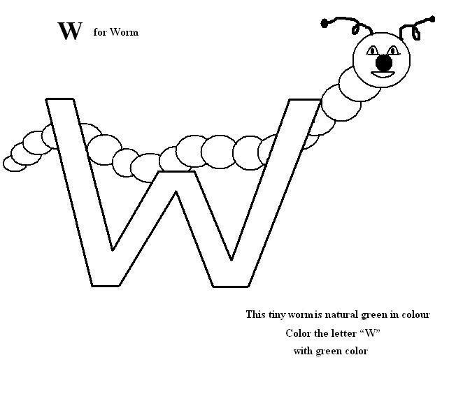 Letter w coloring printable page for kids