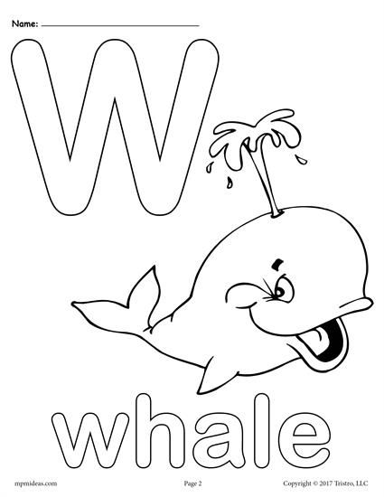 Letter w alphabet coloring pages