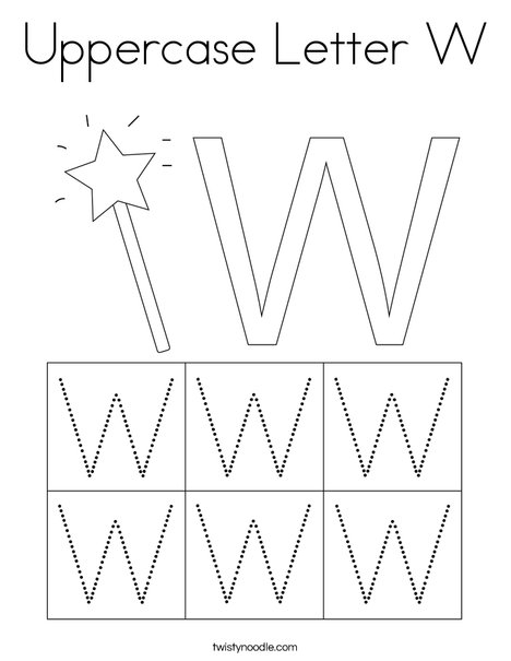 Uppercase letter w coloring page