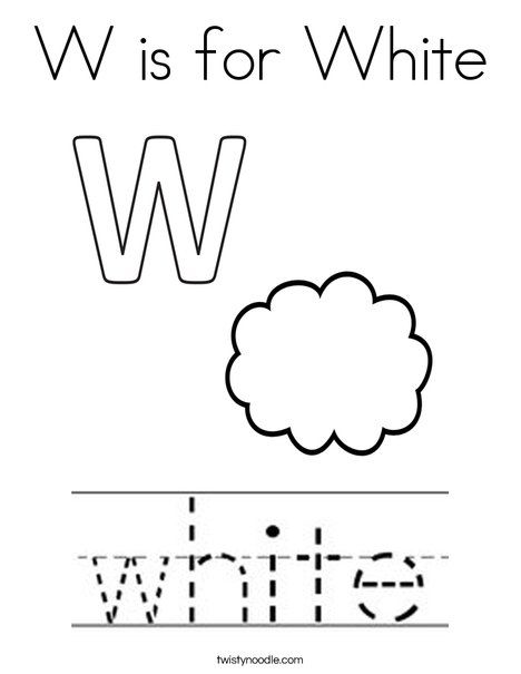 W is for white coloring page