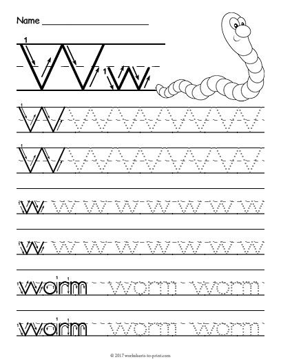 Tracing letter w worksheet