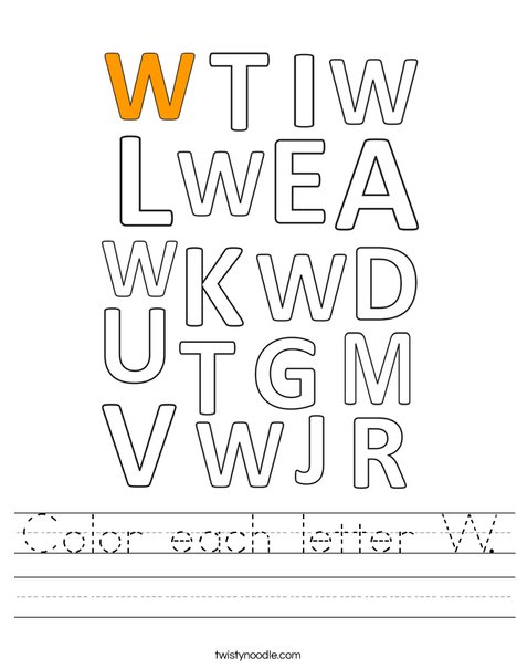 Color each letter w worksheet