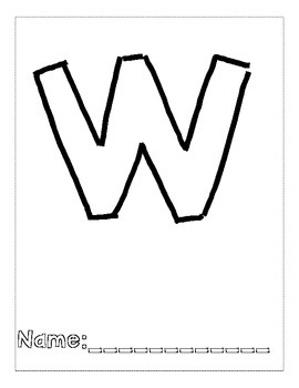 Letter w color and trace alphabook by kelly berkley tpt