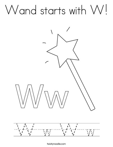 Wand starts with w coloring page