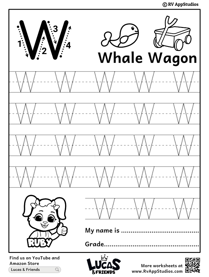 Capital letter w tracing worksheet trace uppercase letter w