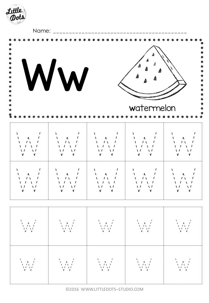 Free letter w tracing worksheets