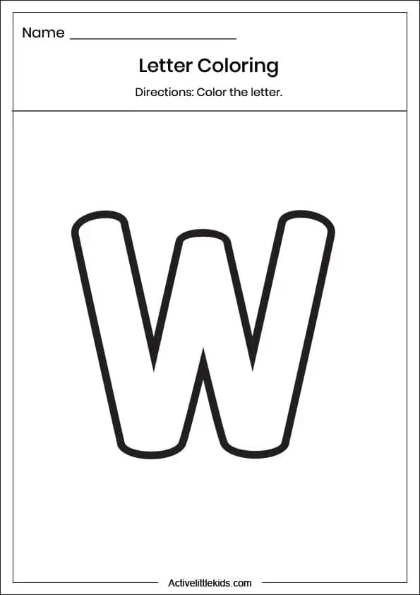 Free letter w worksheets for kindergarten