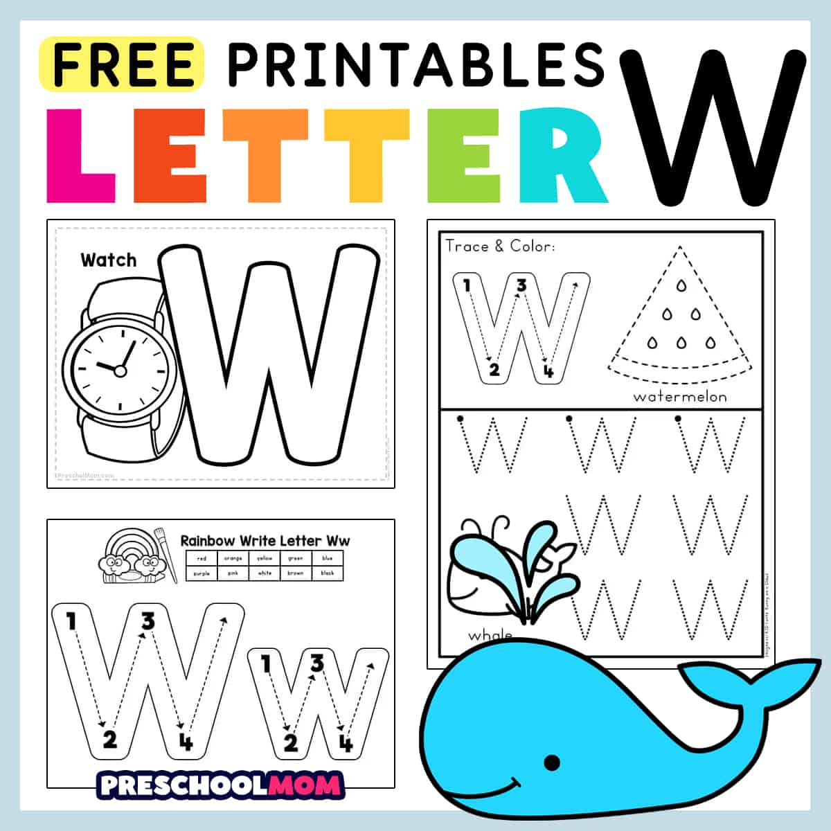 Letter w preschool printables