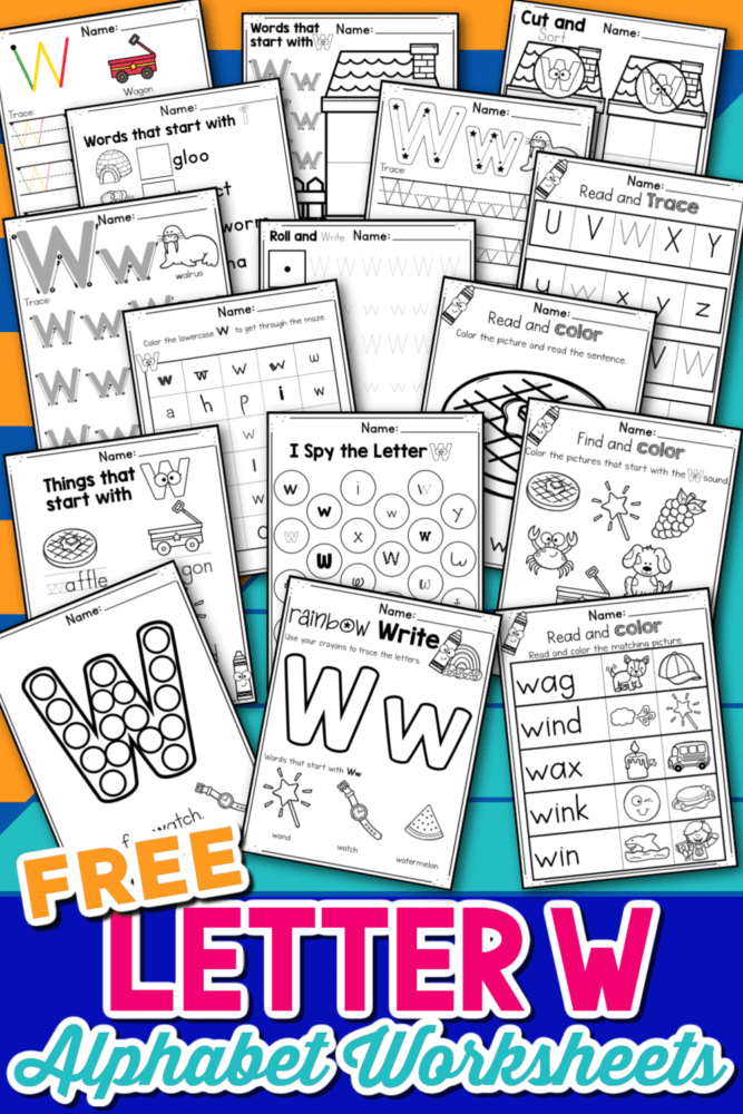 Free printable letter w worksheets tracing letter recognition alphabet sounds