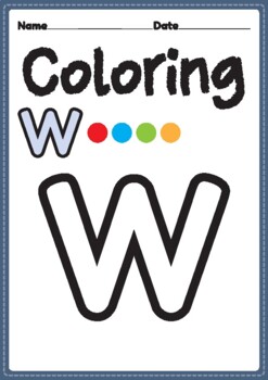 Letter w alphabet coloring page for preschool kindergarten montessori kids