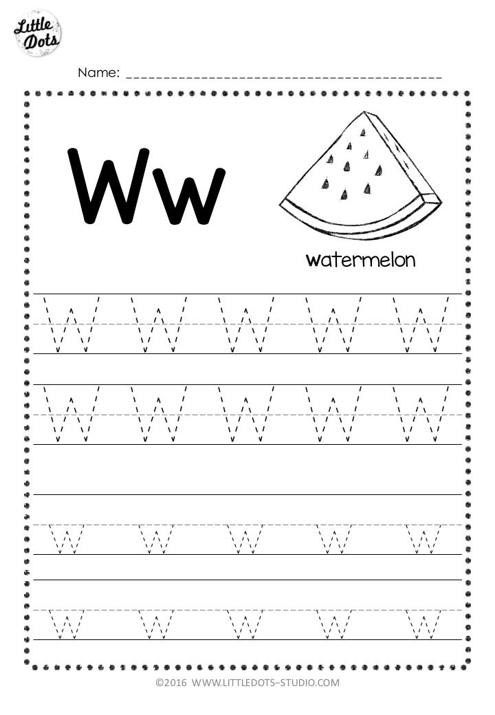 Free letter w tracing worksheets