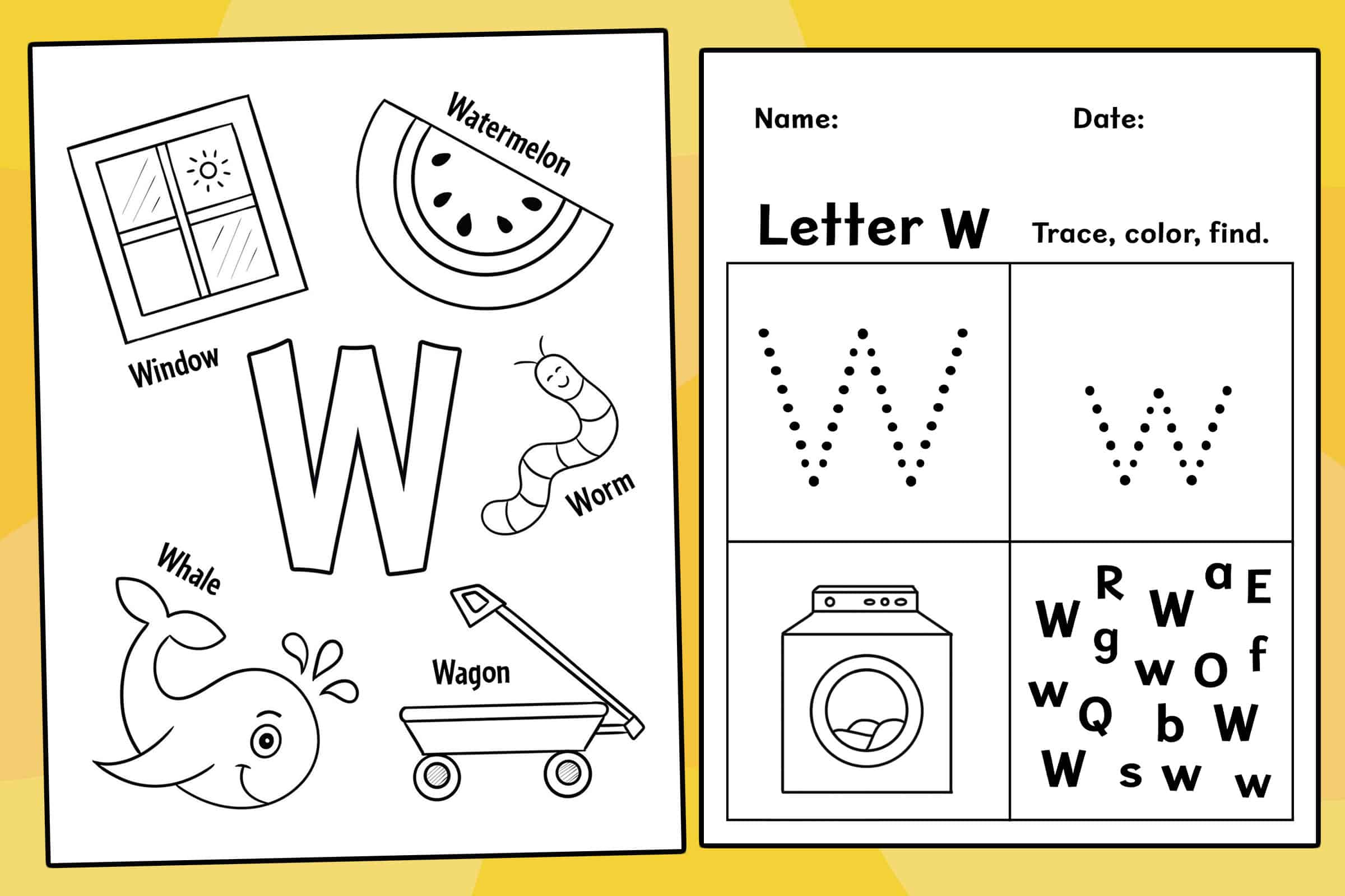 Free letter w worksheets for preschool â the hollydog blog