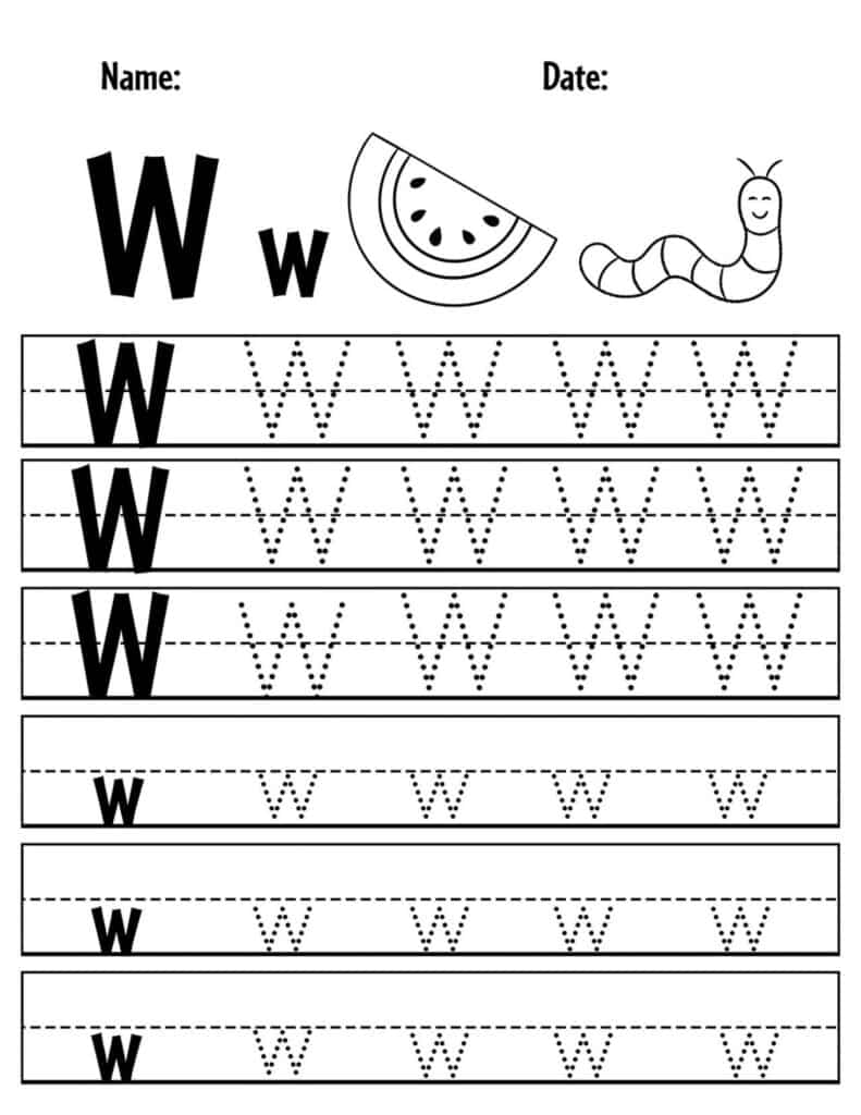 Free letter w worksheets for preschool â the hollydog blog