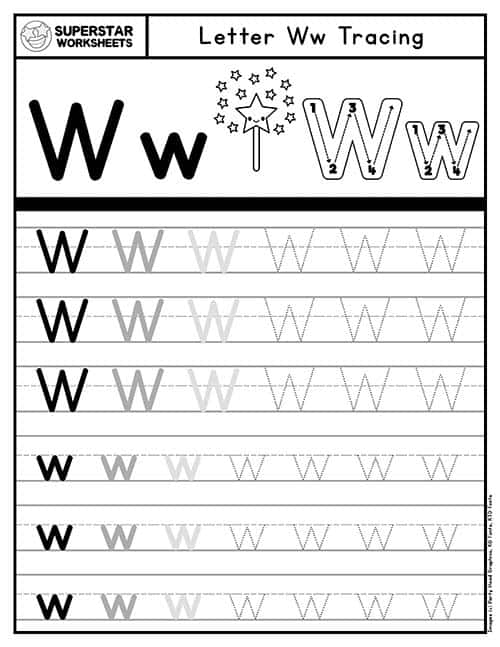 Letter w worksheets