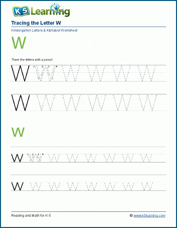 Tracing the letter w w k learning