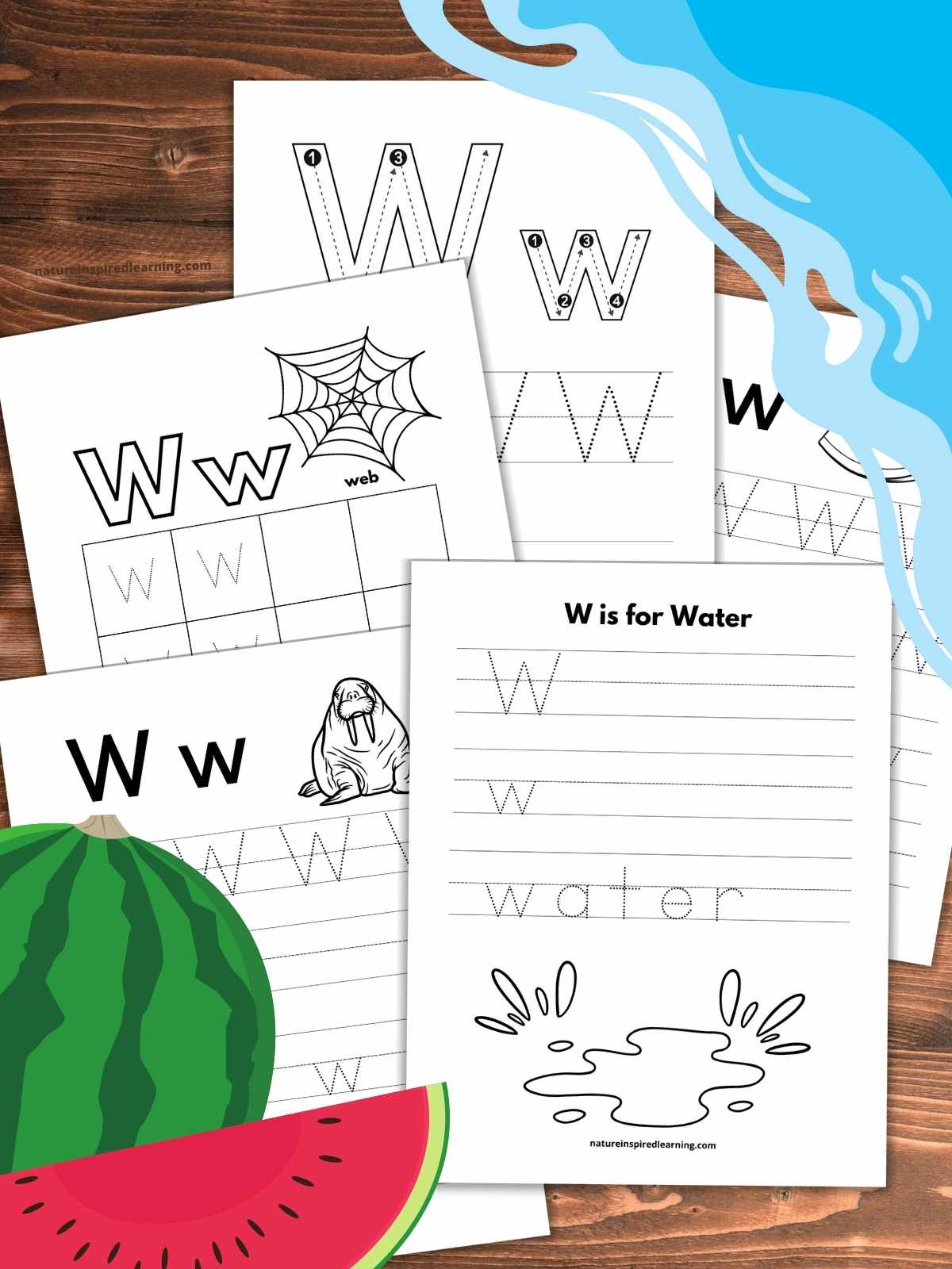 Letter w tracing worksheets