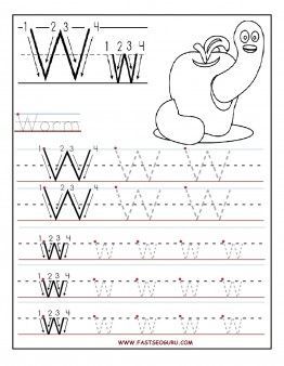 Printable letter w tracing worksheets for preschool