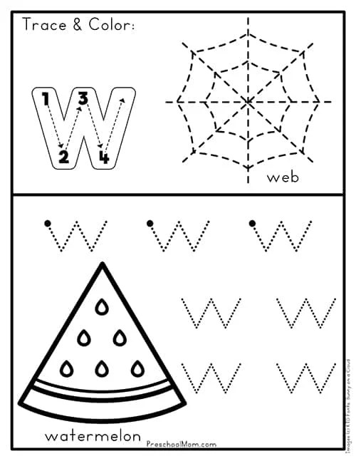 Letter w preschool printables