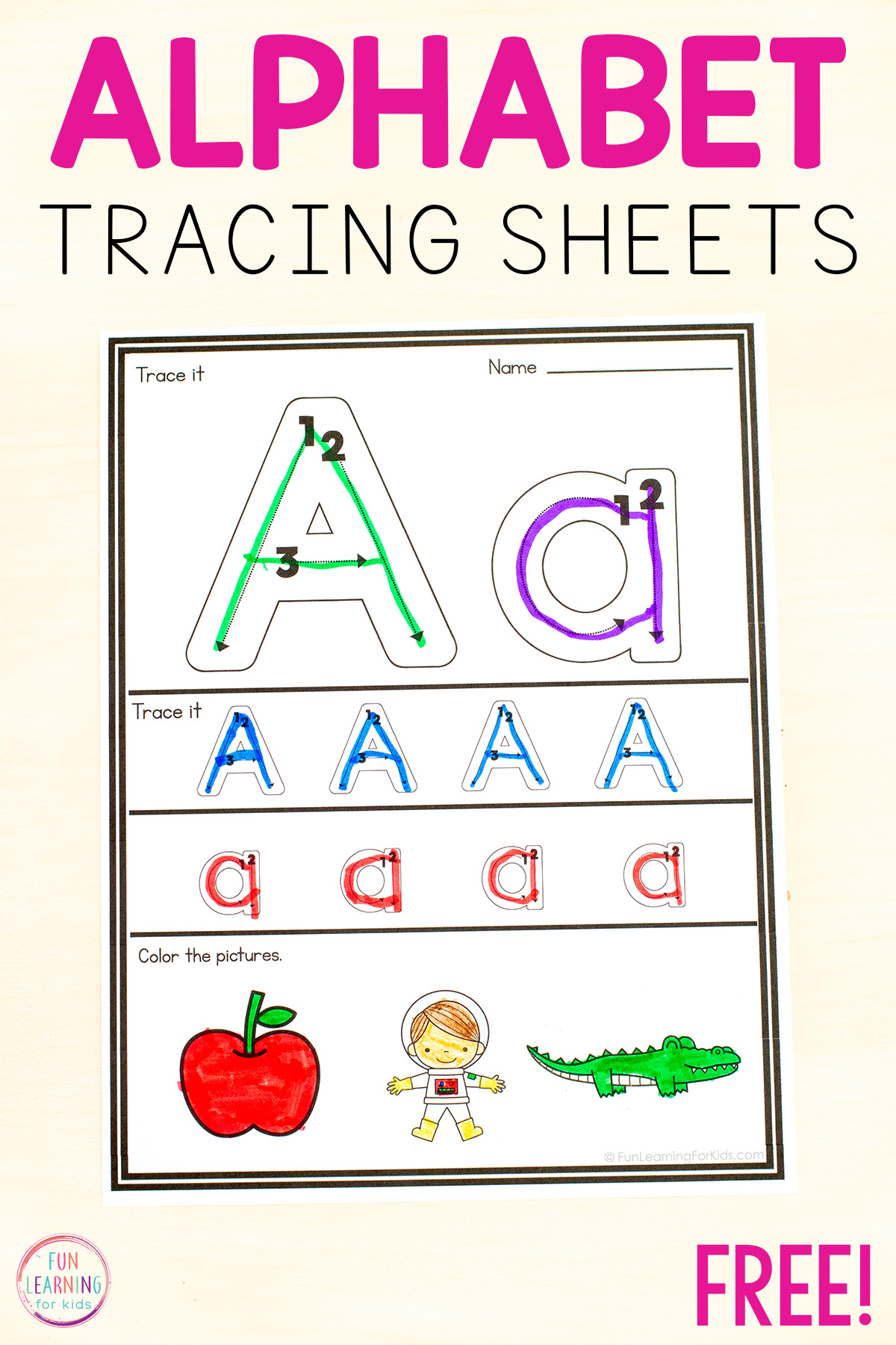 Alphabet letter tracing worksheets to learn letter formation