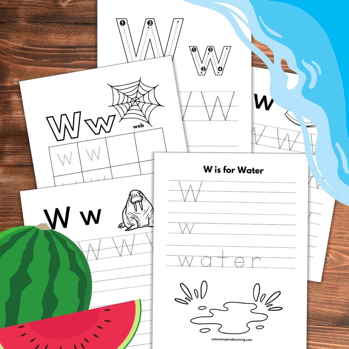 Letter w tracing worksheets