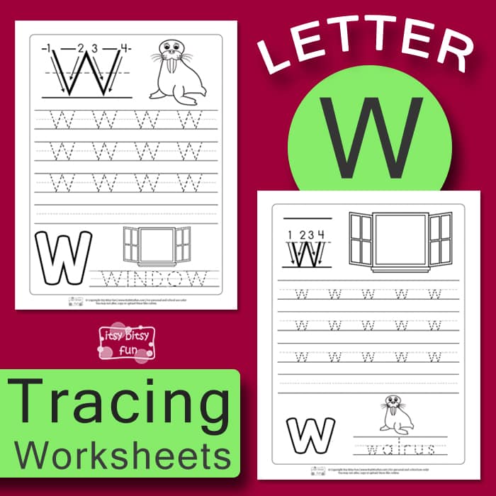 Letter w tracing worksheets