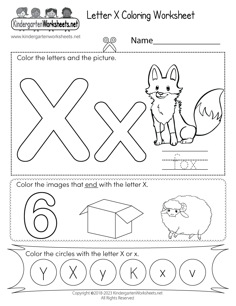 Letter x coloring worksheet