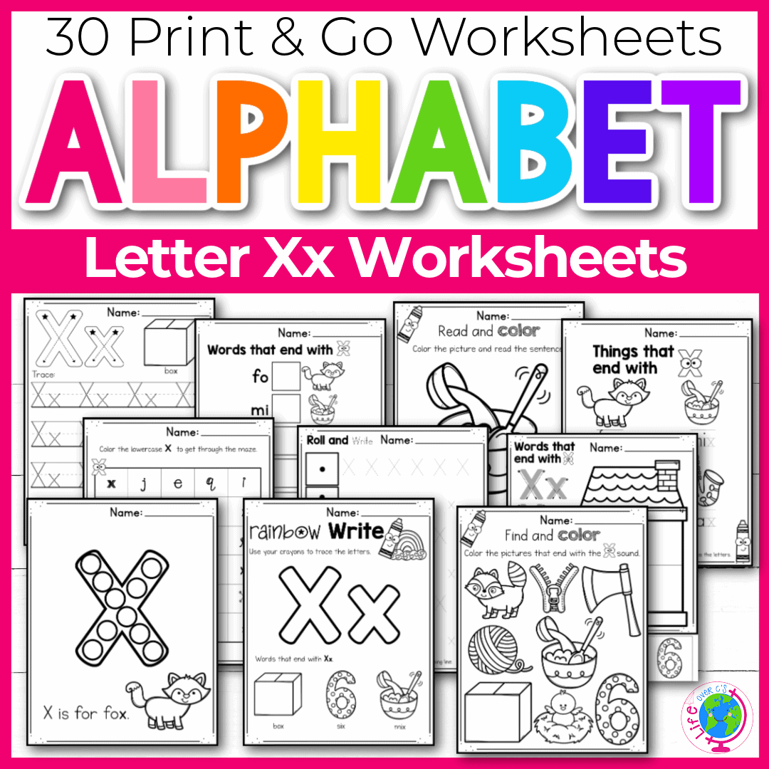 Free printable letter x worksheets tracing letter recognition alphabet sounds