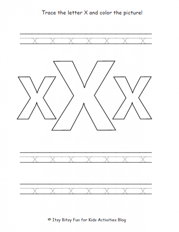 Lowercase Letter x Tracing Worksheets