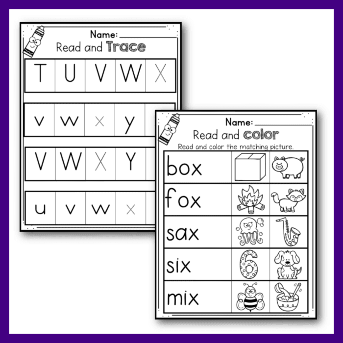 Free printable letter x worksheets tracing letter recognition alphabet sounds