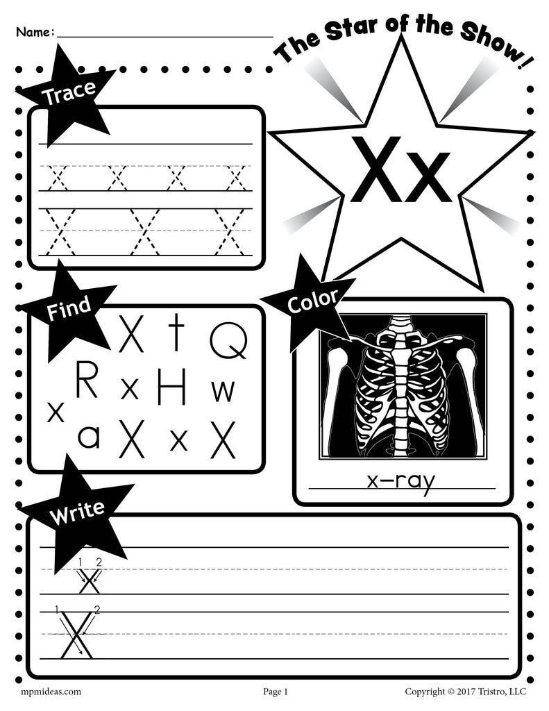 Letter x worksheet tracing coloring writing more â