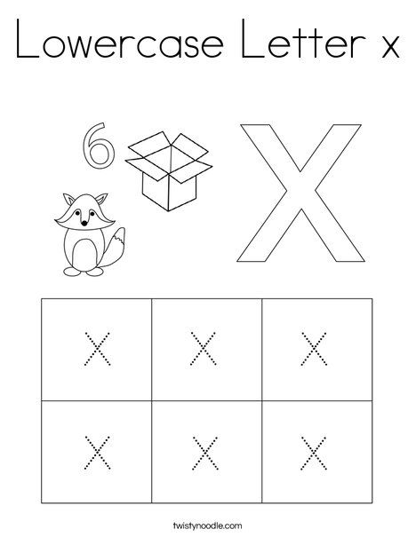 Lowercase letter x coloring page