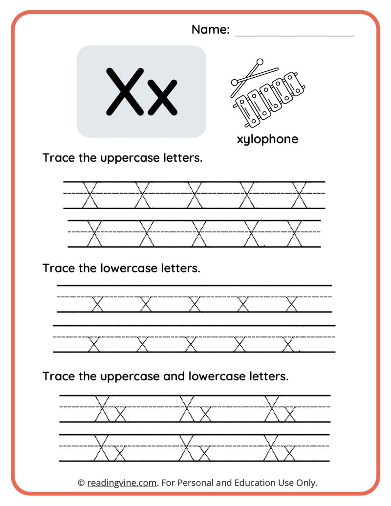 Letter x worksheets for preschool free printable