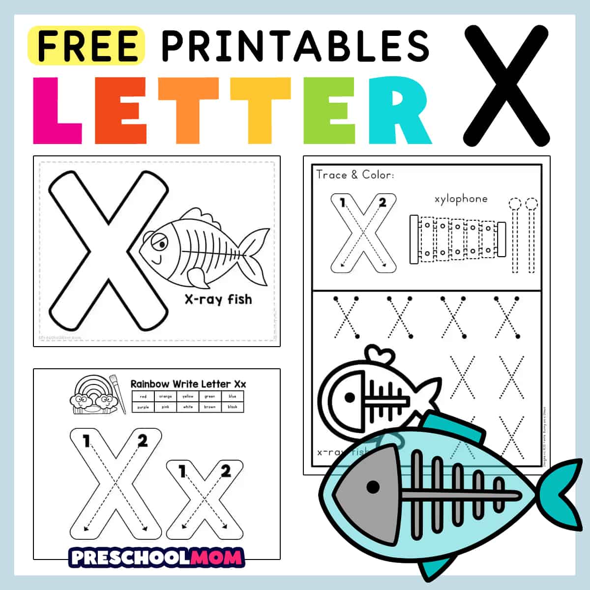 Letter x preschool printables