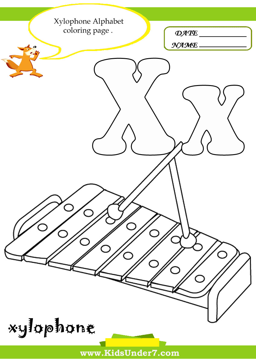 Kids under letter x worksheets and coloring pages