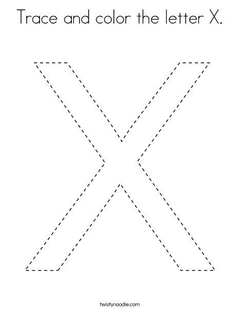 Trace and color the letter x coloring page