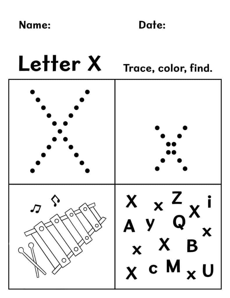 Free letter x worksheets for preschool â the hollydog blog