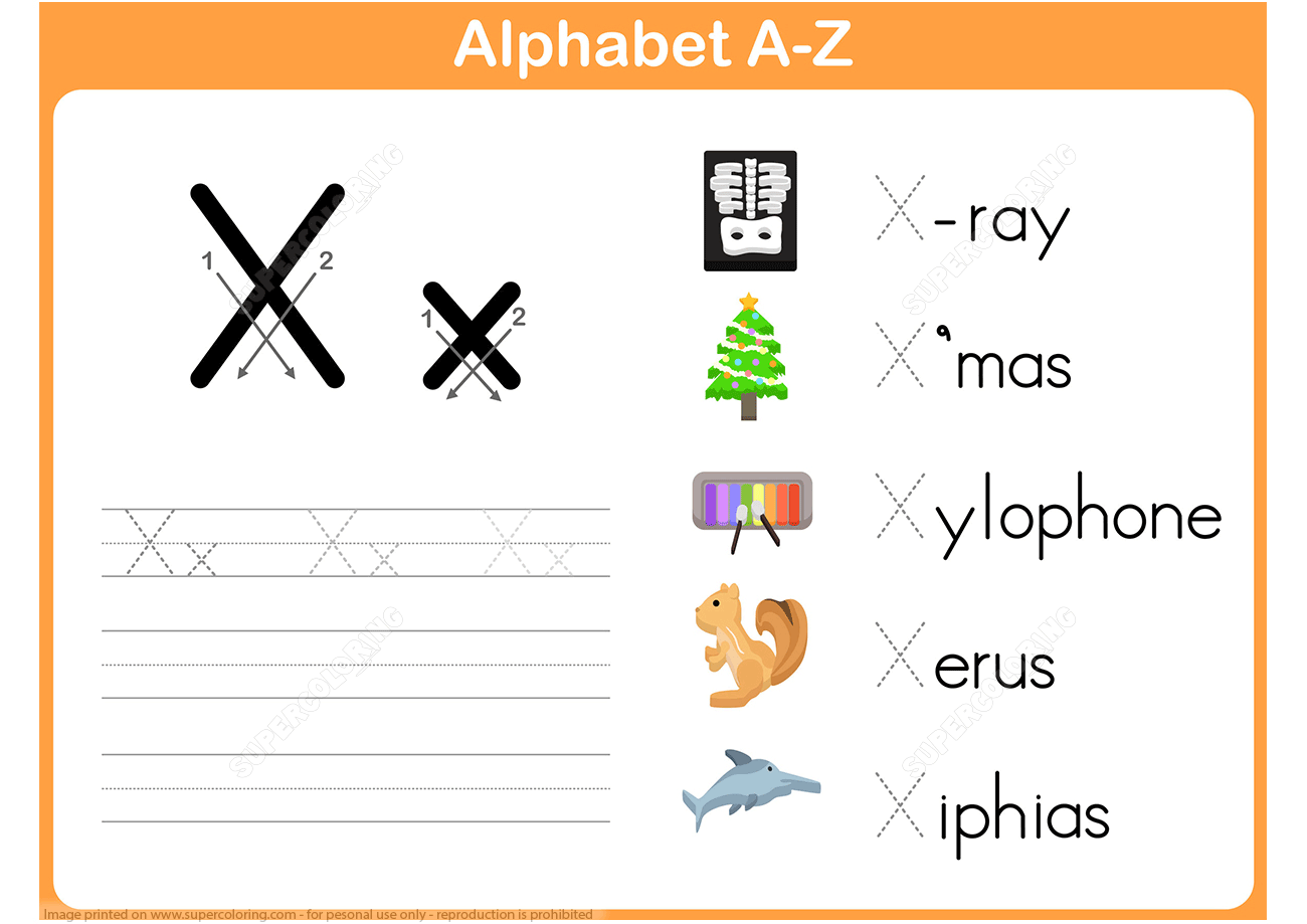 Letter x tracing worksheet free printable puzzle games