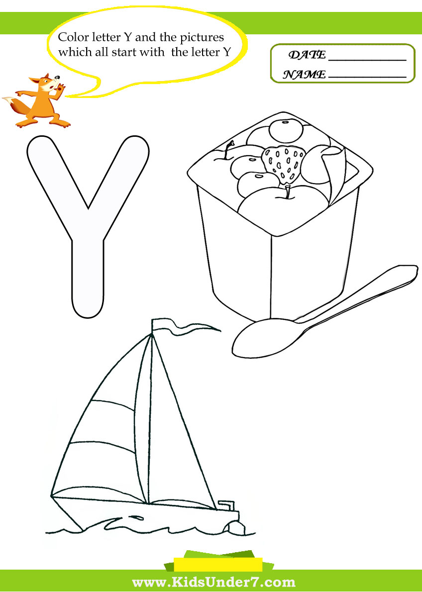 Kids under letter y worksheets and coloring pages