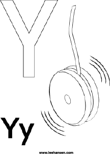 Alphabet letter y yoyo coloring page